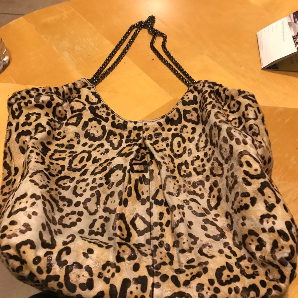 ELIE TAHARI Cheetah Print Leather Handbag